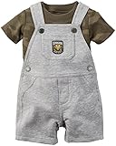 カーターズ carter's 男の子用迷彩グレー恐竜ワッペン付きショートオールお出かけ用上下2点セット (12months(72... [並行輸入品]