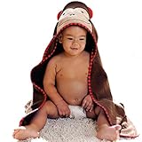 (スマイル ワキキ)Smile YKK 可愛い ベビー バスローブ アニマル バスタオル キッズ フード付き 温泉 お風呂 ビーチ 猿 ブラウン