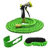Lawn Plant Garden Hose,CarBoss Expandable and Flexible Hose,4in1 Full Car/Pet Washing Hose Set with 
