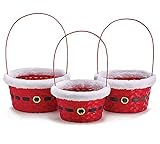 Set of 3 Christmas Decorative Red Bamboo Rattan Nested Baskets by HomeLux