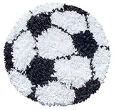 The Rug Market Shaggy Raggy Children's Area Shaped Rug, Soccer Ball by The Rug Market