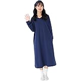 Amazon Co Jp アウニイ ワンピース レディース 秋 冬 裏起毛 定番 カジュアル ルームウェア パジャマ 部屋着 服 ファッション小物