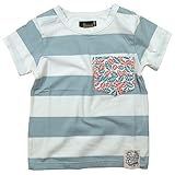 《初夏盛夏対応》BAROCK(バロック) 太ボーダー天竺半袖Tシャツ 130cm /ブルーグレー NO.F-574165