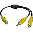【カモン(COMON)製】RCAビデオ2分配ケーブル(メス⇔オスx2)/0.3m【VDF-Y】