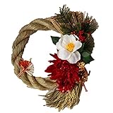 Azurosa(アズローザ） アーティフィシャルフラワー 花材 造花 ギフト リース 枯れない花 お正月 飾り しめ縄 赤ダリア 白江戸椿 赤ピンクダリア