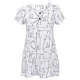 OKIDSO キッズドレス　子供ワンピース　ベビー服　チュニック　普段着　部屋着　寝巻き　夏秋新作　綿100%　プリント　ホワイト　110-140CM 可愛い (100CM)