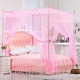 royal-ヨーロピアンスタイルスクエアトップMosquito Net three-door暗号化Thickeningシングルダブルベッドステンレススチールブラケット翡翠色ピンク 2.0m (6.6 