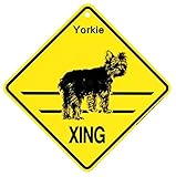 Yorkie XING サインボード：ヨーキー 横断 注意 英語 看板 Made in U.S.A [並行輸入品]