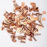 WUTA 100個 レザークラフト カシメセット 銅リベットDIY 手作り ベルト 布革細工 レザークラフト リベット手芸パーツ (銅、12 x 14mm)