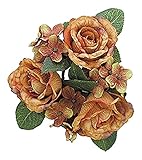 エルアーツ 造花 ローズミックスキャンドルリング 直径13cm・花径6cm オレンジ E3419-07