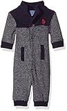 U.S. Polo Assn. Baby Boys' French Terry Romper Navy 3/6 Months [並行輸入品]