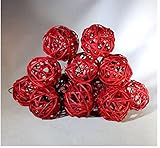 Mongkolブランド12個レッド装飾ウィッカー籐ボールノーティカルテーマパーティー結婚式誕生日ベビーシャワー装飾