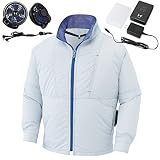 空調服 空調風神服 2017年新商品 袖取り外し長袖ブルゾン(半袖)(2017年最新型/日本製/リチウムイオンバッテリー/新型ファン)≪099‐KU91624≫ (LL, 6-シルバー)