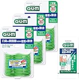 GUM(ガム) デンタルフロス&ピック Y字型 糸付きようじ 歯間ケア 30本入×3個パック+おまけ付き
