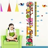 Witkey Forest Zoo Cartoon Owl Elephant Lion Giraffe kids room height growth chart Measure Wall Stick
