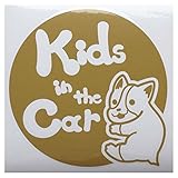 ゴールド（金） 犬 コーギー 円 Kids in the car キッズ イン ザ カー キッズインカー ステッカー 窓ガラス用シールタイプ 車 円戌 干...