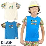 (ディラッシュ)DILASH 盛夏'15 ボタニカル柄リボン半袖Tシャツ 120 ブルー