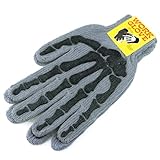 ワークグローブ ワンポイントデザイン ニット手袋/軍手 防寒 WorkGlove-3-04.SkullBone グレー×黒