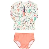 [ラッフル バッツ] Ruffle Butts ラッシュガード 長袖 ジッパー キッズ 女の子 水着 (デザートブロッサム, 18-24M[ジッパー])