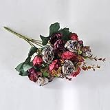etbotuシミュレートローズブーケ人工花、2pcs 7-branch 21-head花、ウェディングホーム装飾用 KY-HOME-032018-0012