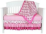 Pink Zig Zag / Polka Dots 4-in-1 100% Cotton Baby Crib Bedding Set by Bacati by Bacati