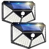 100LED ソーラーライト×2個組 ソーラー人感ライト ソーラーパネル搭載 超明るい ソーラー充電 省エネ 3つモード 自動点灯 自動消灯