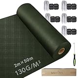 lalairodori 防草シート 2m×50m 高密度130g/m2 厚手 UV耐候 除草シート 雑草対策 Uピン杭100本付