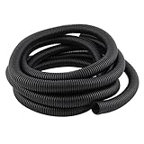 uxcell コルゲートチューブ 掃除機用 ベローズパイプ ケーブルコンジット 4M長さ ブラック