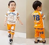 (ブーマート)BooMart 【BooMart】 ブーマート BOOプリント ラインプリント 半そで Tシャツ 80cm/90cm/95cm/100cm 80 オレンジ