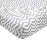 American Baby Company 100% Cotton Percale Fitted Portable/Mini Crib Sheet, Zigzag Grey [並行輸入品]
