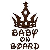 TREZ BABY ON BOARD プリンス 王子様 王冠 クラウン ステッカー 【BABY IN CAR】 (ブラウン)