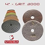 STADEA Grit 3000 4 Diamond Polishing Pads Premium Grade Wet Flexible 3 MM High by STADEA