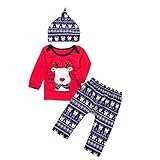 (プタス)Putars ベビー服 子供服 Tシャツ 上下セット 男の子 女の子 長袖 トナカイ柄 クリスマス 帽子付き 可愛い 秋 冬 スポーツ 運動会 旅行 記念日 プレゼント 3-18ヶ月