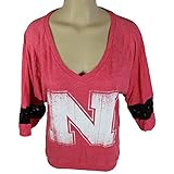 Nebraska Cornhuskers公式NCAA 3 / 4 Sleeved VネックTee W /バンダナインセットin袖クルーネックXL by Glitterギア