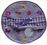 レインボーベア ミニラウンドタオル ブローチ 丸型タオル 吊り下げタオル (パープル)