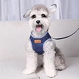 iikuru 犬 ハーネス 小型犬 中型犬 犬用 リード いぬ 胴輪 子犬 引き紐 ペット 首輪 デニム x734