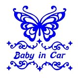 デザイン工房ＳＩＧＮＳ 車ステッカー Baby in car 3 綺麗にはがせる 車 ステッカー 蝶 チョウ ブルー
