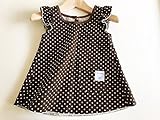 bebe couture(ベベクチュールベビー用品専門店)日本製フレンチスリーブワンピース茶色ドット80cm綿麻