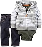 Carter's 3 Piece Cardigan Set Gray Stripe New Born [並行輸入品]