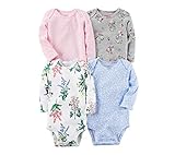 カーターズ Carter's 長袖ボディースーツ4枚セット 女の子 フラワーガーデン (6months(61~67cm)) [並行輸入品]