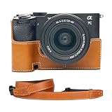 QIYAONUO ボディーハーフケース Sony A7CR A7C2専用 カメラケース ボディケース バッテリーの交換でき 三脚ネジ穴付き (ダークイエロー +YN015)