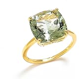 YoTreasure 5.85 Ct Green Amethyst Solid 10k Yellow Gold Ring Jewelry