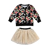 Tovadoo 子供服 ベビー服 女の子 パーカー+チュールスカート 秋冬 長袖 花柄 フラワー キュート おしゃれ ファッション 保育園 旅行 プレゼント
