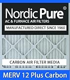 Nordic Pure 20 x 25 x 4 m12 + C - 1 MERV 12 PlusカーボンAC炉エアフィルタ、qty-1