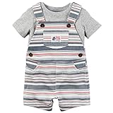 カーターズ carter's 男の子用グレーTシャツxマルチボーダーショートオールお出かけ用上下2点セット (24months(83-88cm)) [並行輸入品]