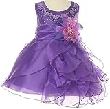 Baby & Infantフラワーガールドレスwithクリスタルオーガンジーカスケードフリル