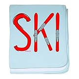 CafePress – スキースキー – スーパーソフトベビー毛布、新生児おくるみ ブルー 054358615525CD2