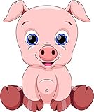Wallmonkeys Wall Decals FOT-59973801-24 Not Applicable Wallmonkeys Wm231401 Baby Pig Cartoon Peel & 