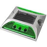 iimono117　道路鋲 道路灯 ソーラー充電式 LED / センターライン 駐車場 縁石 反射板 視線誘導 (1, 緑)