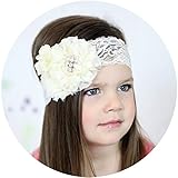 miugle Baby Girl 'sレースヘッドバンド花で、アイボリー、14 " Girth